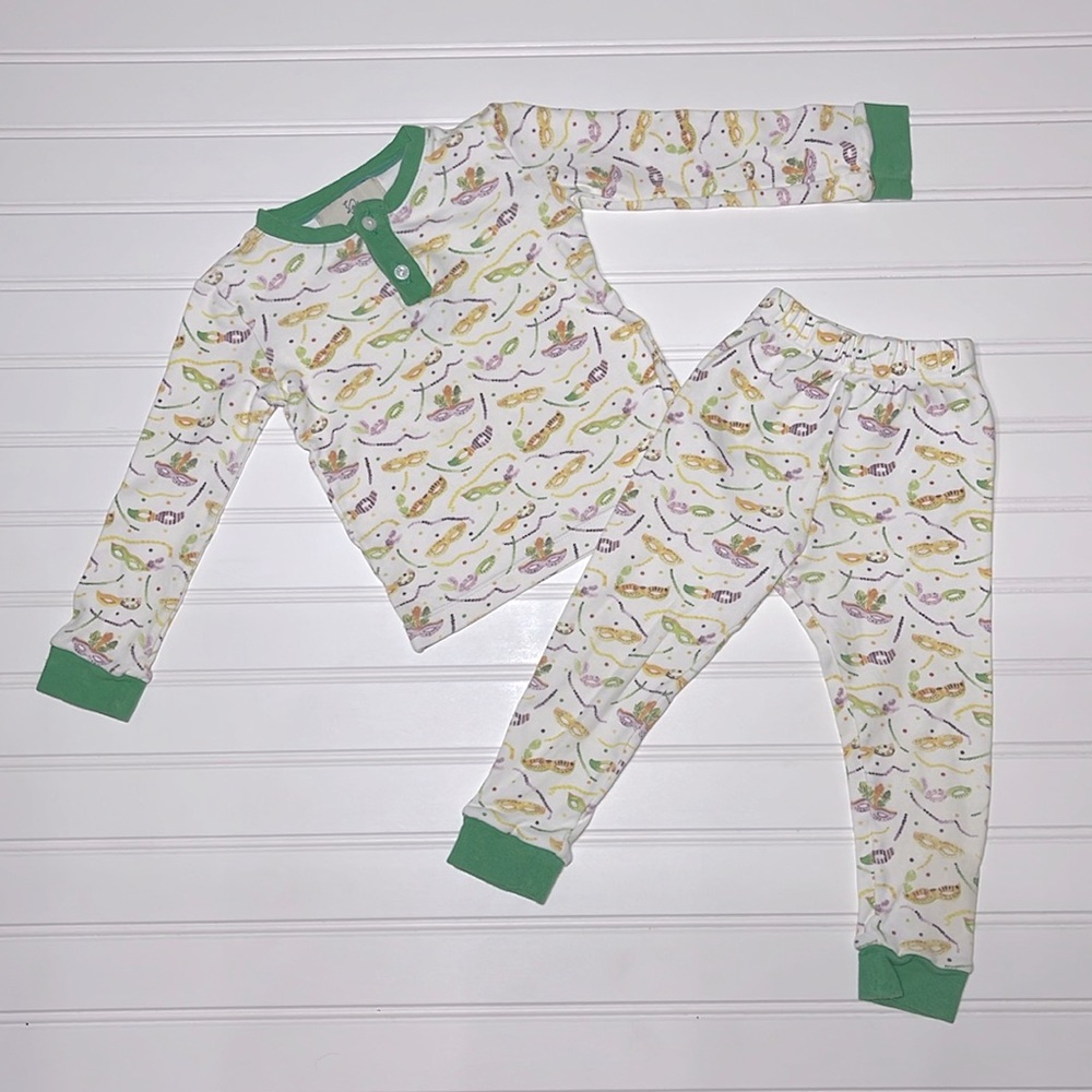SMOCKINGBIRD 100% Pima Cotton VGUC Mardi Gras Mask Pajama Set
